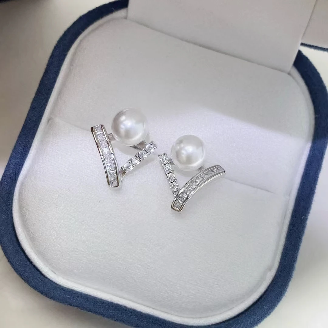 Wholesale 925 Sterling Silver Earrings Mount Findings Settings Base Mounting Parts Accessory for 5-6mm Pearls