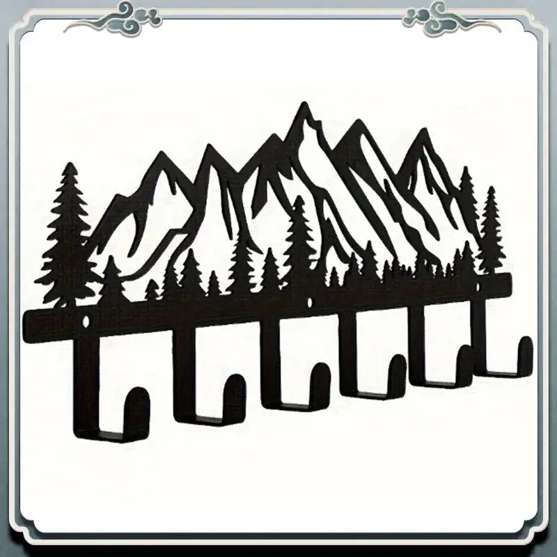 AC76-مجموعة خطافات جدارية معدنية من المدى الجبلي-مقاومة للصدأ على الطراز المعاصر شماعات ملابس حاملات مفاتيح رفوف المناشف #4