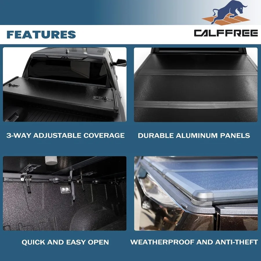 Cubierta dura para cama de camión TriFold, diseñada para cama 20152026 F150 de 5,5 pies 66 con sistema de bloqueo seguro, protección resistente a la intemperie
