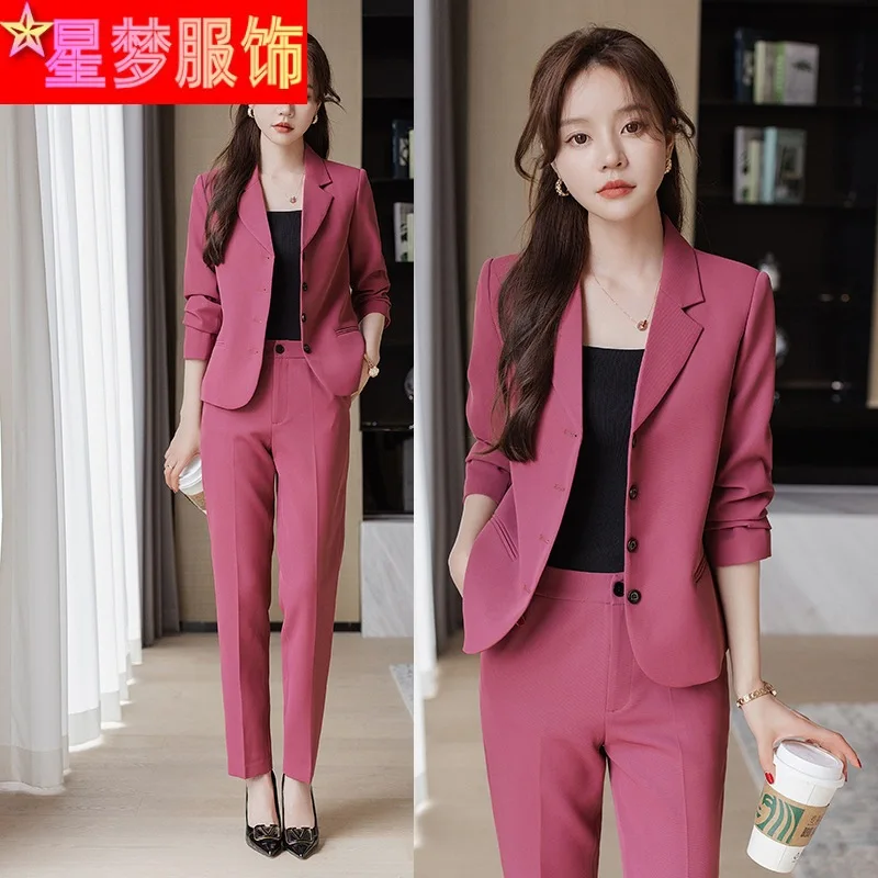 Business Suit Women's Spring and Autumn 2023 New Temperament Goddess Style Formal Wear Short Small Business Suit Coat Overalls