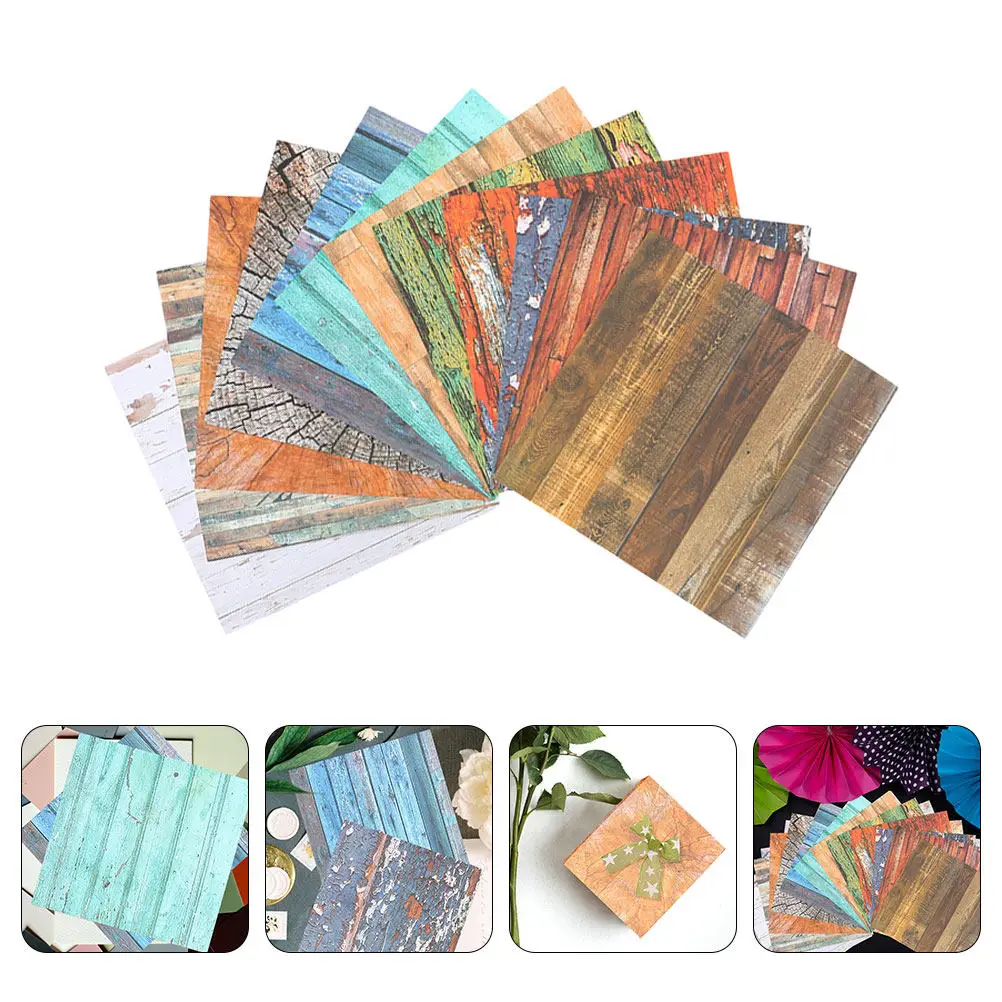 

24 Sheets Background Paper 6 Inch Wood Grain Lightweight Compact DIY Crafts Scrapbooking Journal made storage