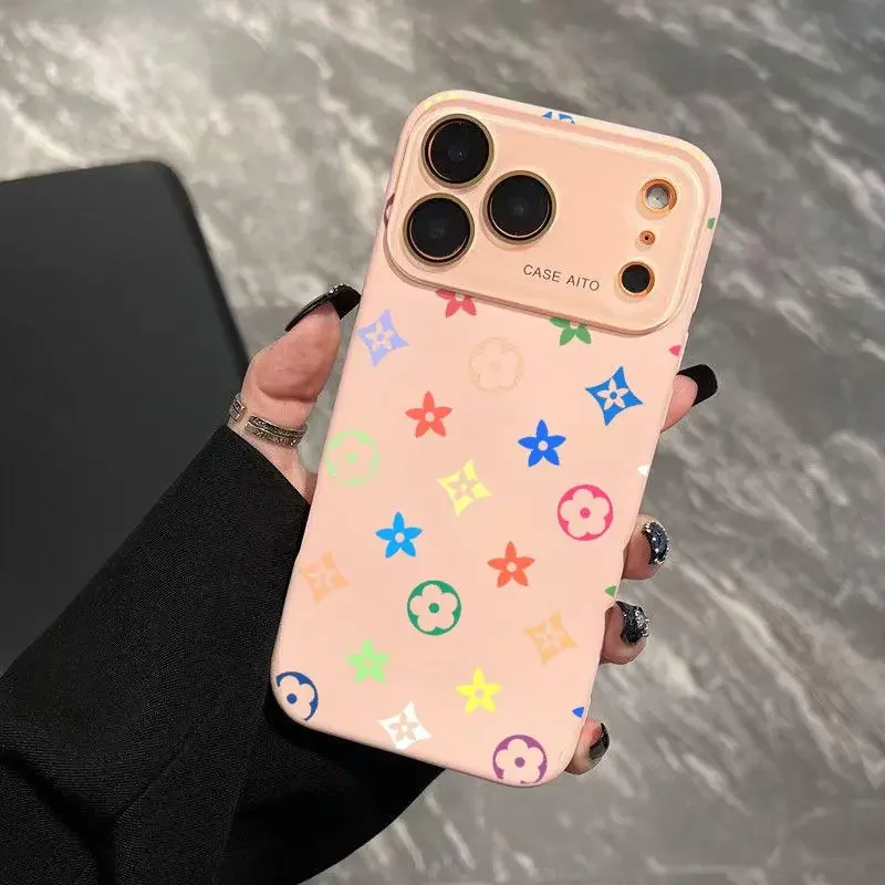 Colorful Floral Pattern Smartphone Case - Ultra Skin-Friendly Touch, All-Inclusive Lens Protector Casing Cover, Mobile Phone Accessories for iPhone 17 ProMax 16 Plus 15 14 13 12 (A2601)