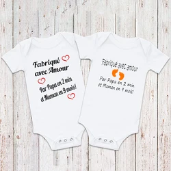 Made with Love Dad In 2 Min and Mom In 9 Months Baby Rompers Newborn Infant Jumpsuit Boy&girls Clothes 3-6-9-12-18-24Months