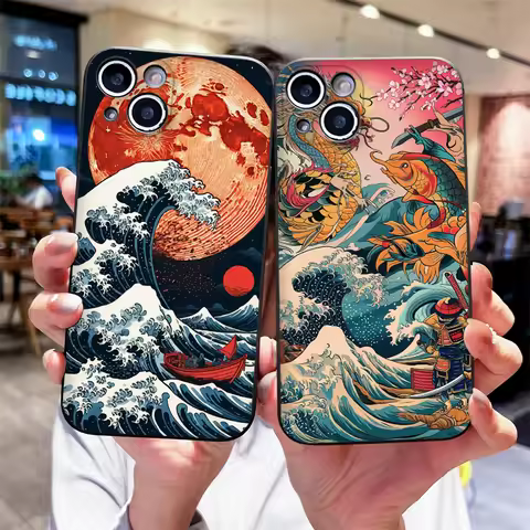 Japan Waves Creative Landscape Phone Case for OPPO Reno 13 11F 10 12F 11 PRO A58 A79 5G Realme C67 C55 C33 Find X5 X3 Lite Cover