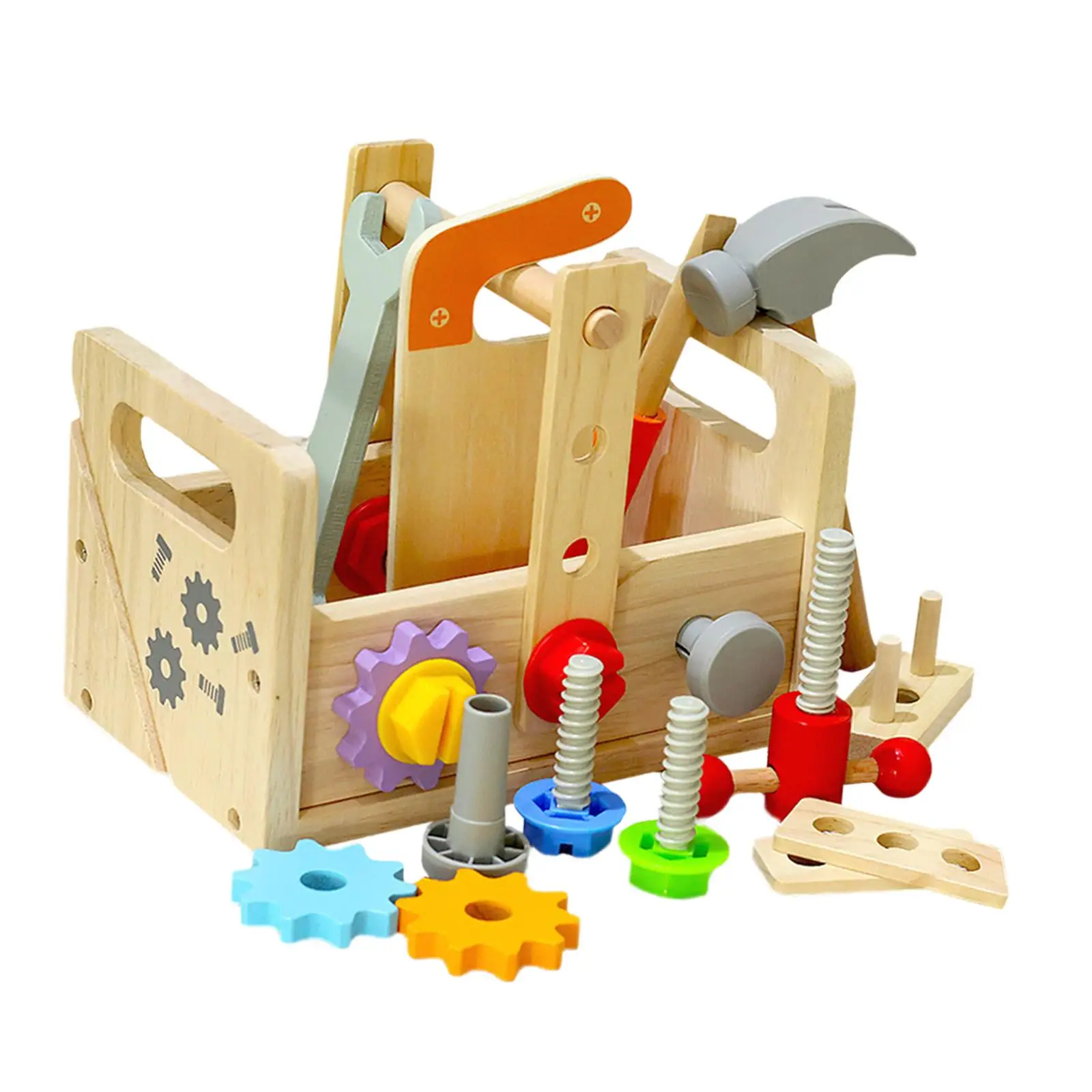 Wooden Construction Toy Wooden Tool Set Montessori Toddlers Take Aparts Toy Model Building Tool Kits for Construction Skills