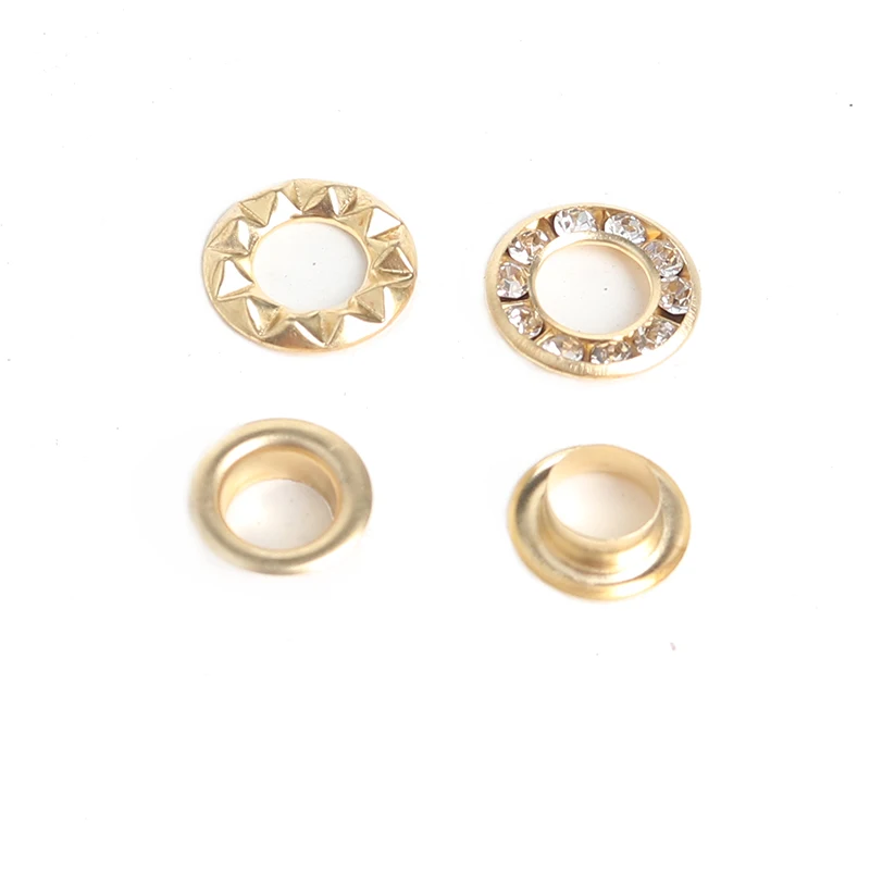 200sets Rhinestone Eyelets Brass Eyelet for Leathercraft Shoes Bag Canvas Dress Clothes Accessories Grommet Kit