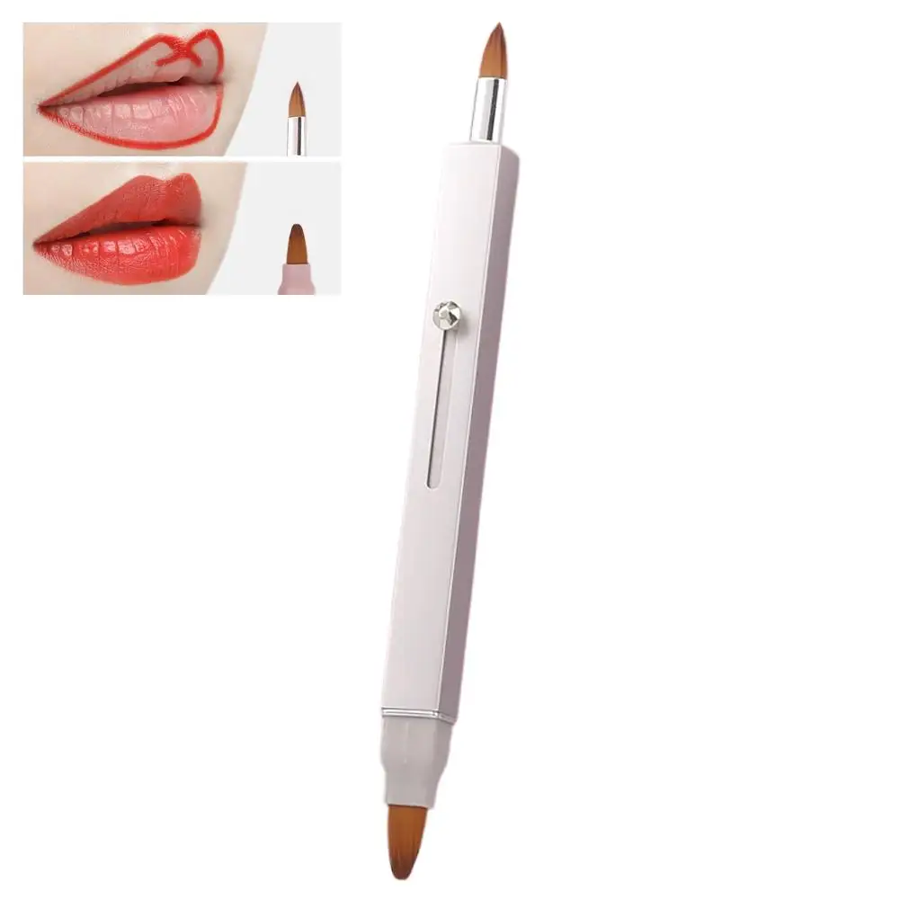 Matita per labbra opaca a doppia estremità a 3 colori Matita per labbra nuda Penna per rossetto rosa pesca naturale impermeabile Trucco per contorno con pennello