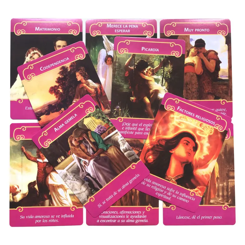 Spanish: Los Angeles Del Amor Oracle Fate Divination Prophecy Card Family Party Game Toy Tarot Card PDF Guide