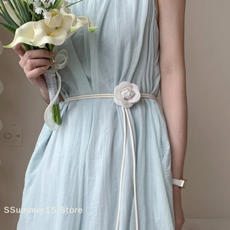 【R】Bohemian Floral Waist Rope For Women White Belt With Small Charming Style Charming Style High-End Dress Waisto