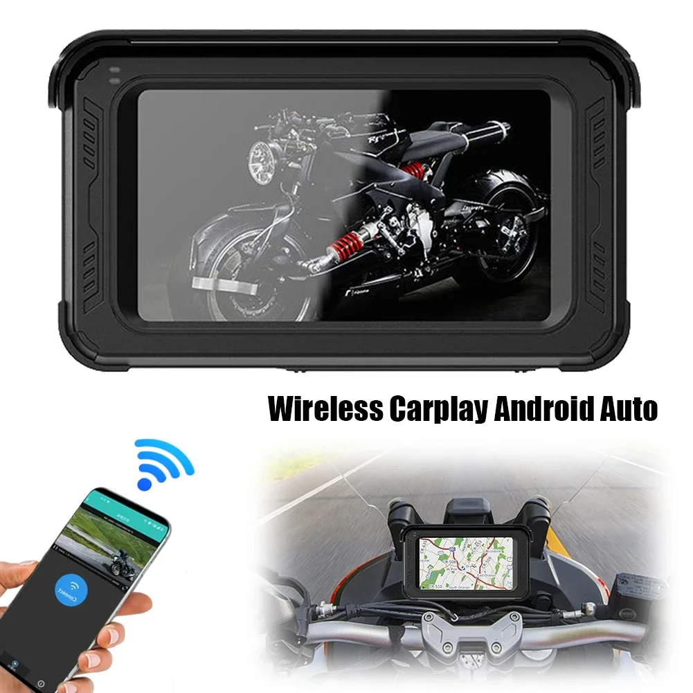 5-inch Motorcycle GPS Navigator Wireless Carplay Android Car Adapter Waterproof DVR Front and rear Dual Camera Driving Recorder