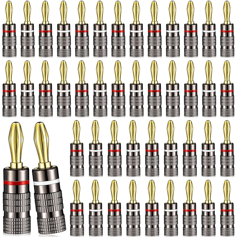 Connettore a banana Cavo per altoparlante da 4 mm Spine a banana con blocco a vite Adattatore per cavo audio con connettore per amplificatore jack a