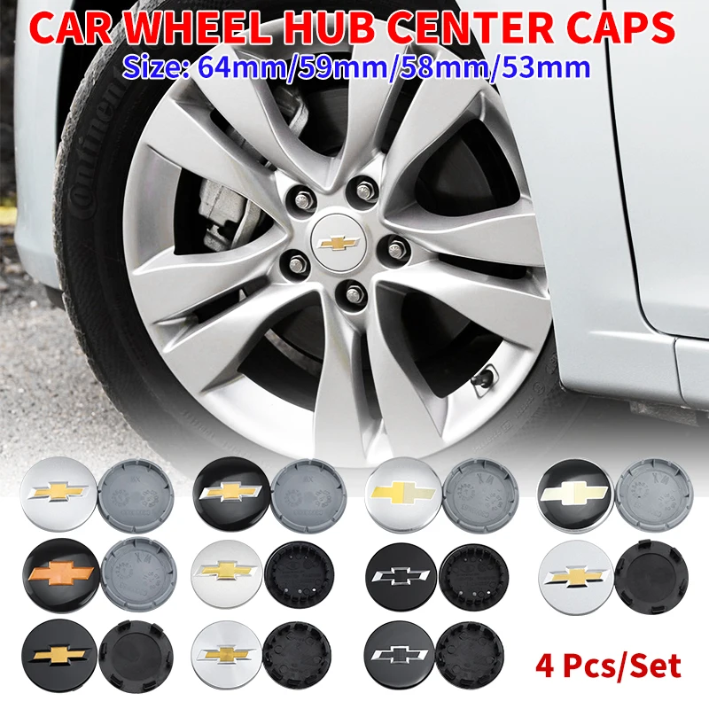 4pcs 53mm 58mm 59mm 64mm Car wheel Center Hub Caps Cover Decor Sticker For Chevrolet Cruze Malibu Sail Equinox AVEO Lova RV