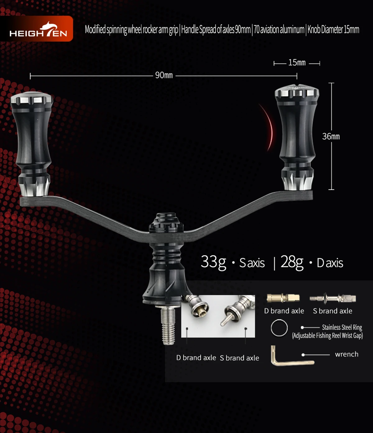 HEIGHTEN Spinning Carbon Reel Griff 90mm für Shimano Daiwa – Detail 9