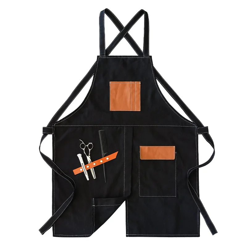 Household kitchen cowboy apron coffee milk tea ironing and dyeing worker work clothes men and women printed logo