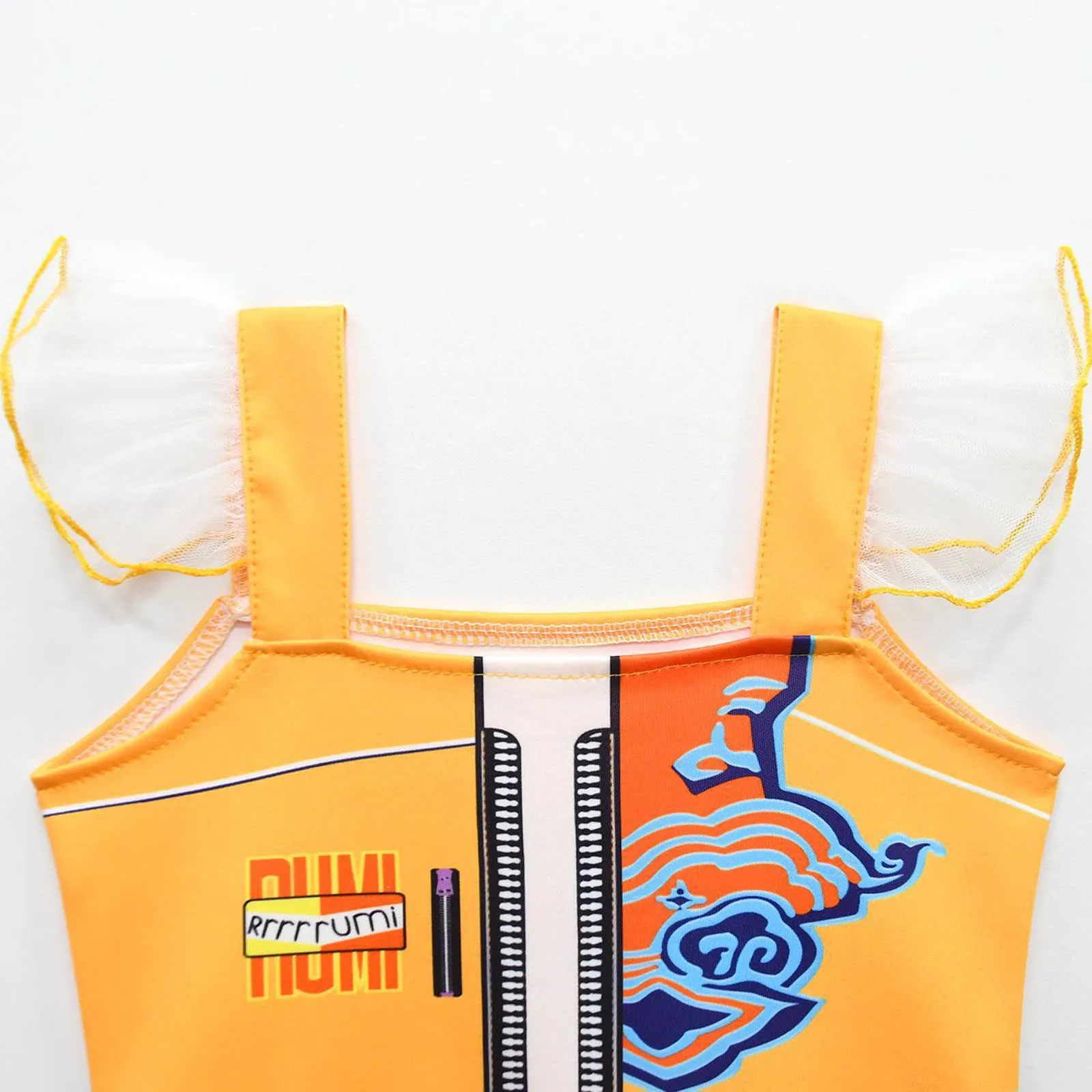 أطفال بنات كشكش الأكمام لطيف الكرتون طباعة فستان رقص الباليه هالوين موضوع حفلة الشيطان هنتر تأثيري أداء زي