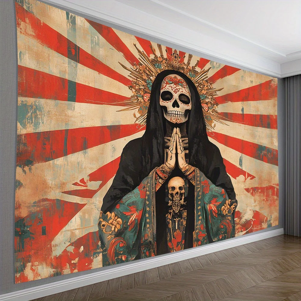 

VIKAMA Halloween Retro Skeleton Queen Tapestry Unique Living Room Theme Retro-Style Room Decor for Homestays