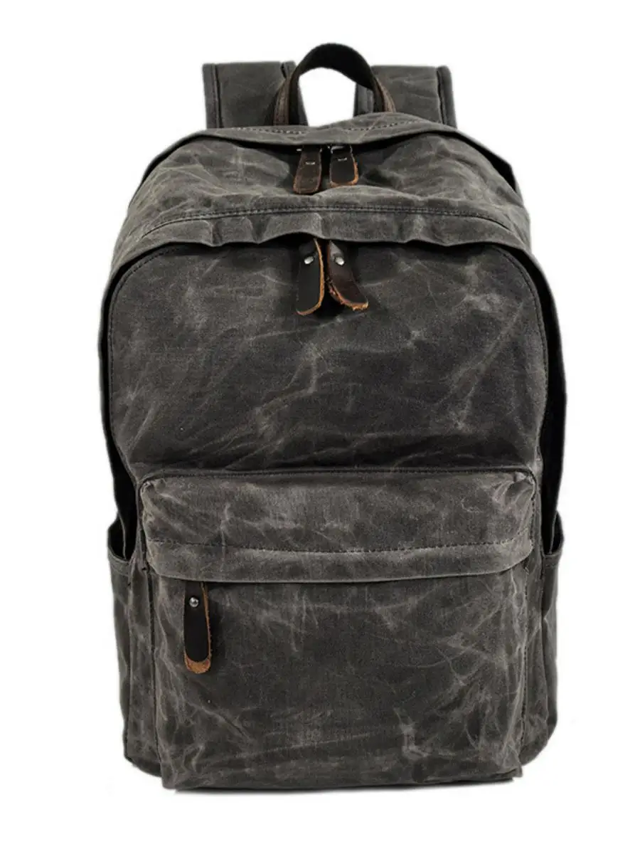 unisex-outdoor-sports-backpack-waxed-canvas-durable-double-strap-bag-for-men-and-women-spring-season-new-condition