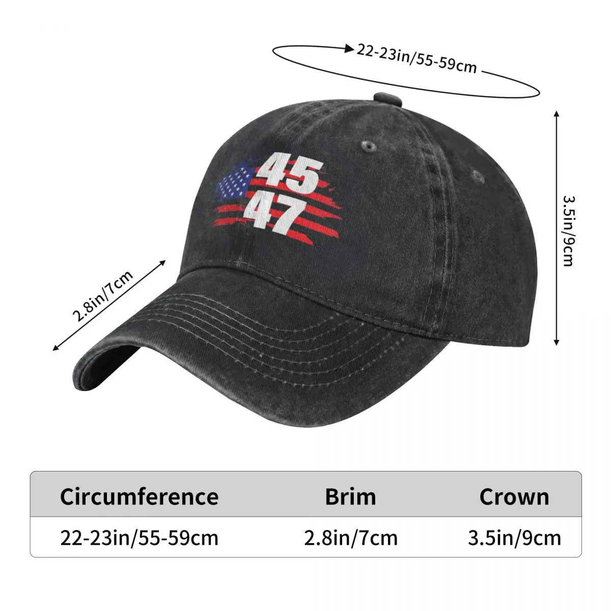 45 47 Trump 2024 Denim Baseball Cap President Trump 2024 Running Hippie Trucker Hat Summer Unisex Teens Fashion Baseball Caps