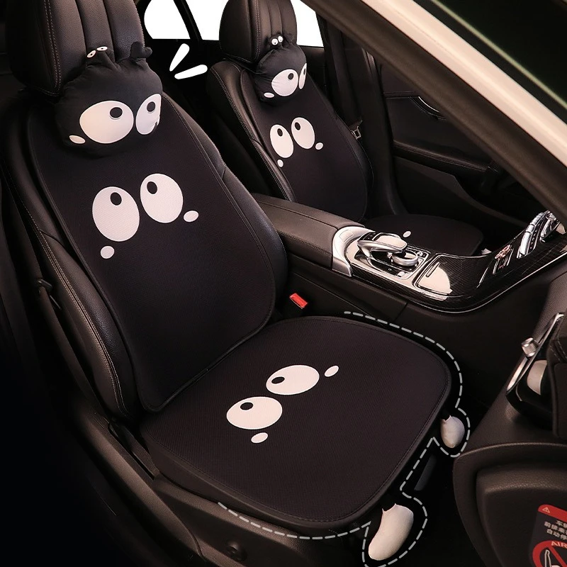 

Cute Small Coal Ball Headrest Car Seat Cushion Lumbar Support Simple Big Eyes Black Series Four Season Universal Pillow