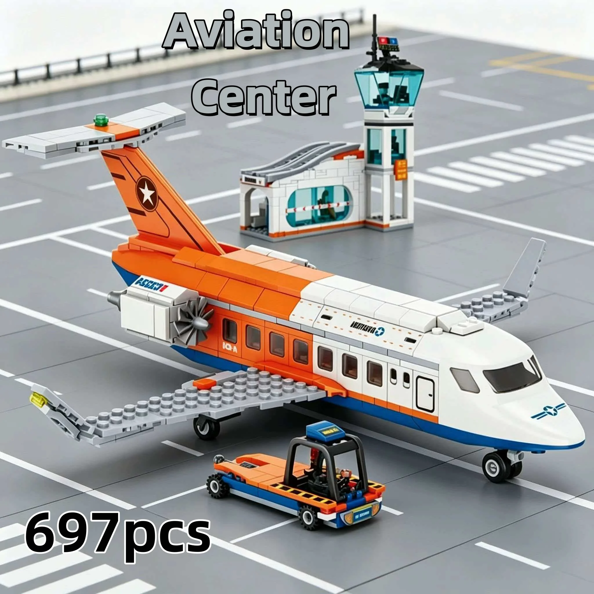 

City Series Aviation Center Cargo Plane Helicopter Airport Airbus Control Tower Building Blocks Toy DIY Set Holiday Gift