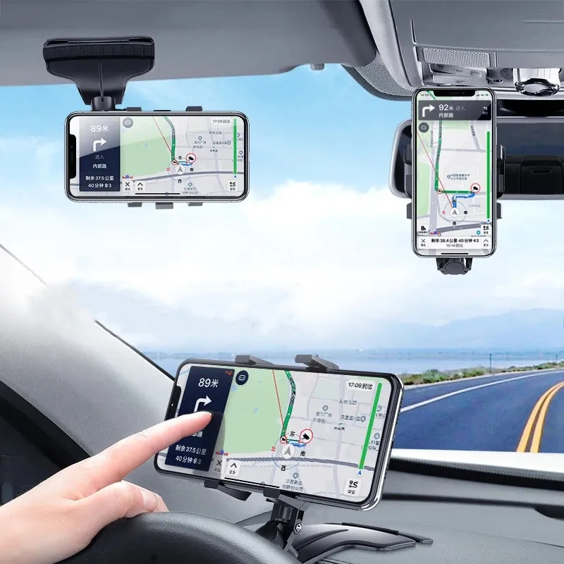Uchwyt samochodowy na telefon 3 w 1 Lusterko wsteczne na deskę rozdzielczą Uchwyt do nawigacji GPS Regulowany uchwyt samochodowy na telefon iPhone 14