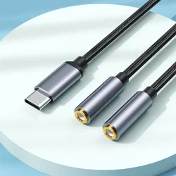 3,5 mm Jack Aux typu C 1 do 2 Adapter rozdzielacza kabla audio 3 4-biegunowy mikrofon do słuchawek do tabletu z portem USB C