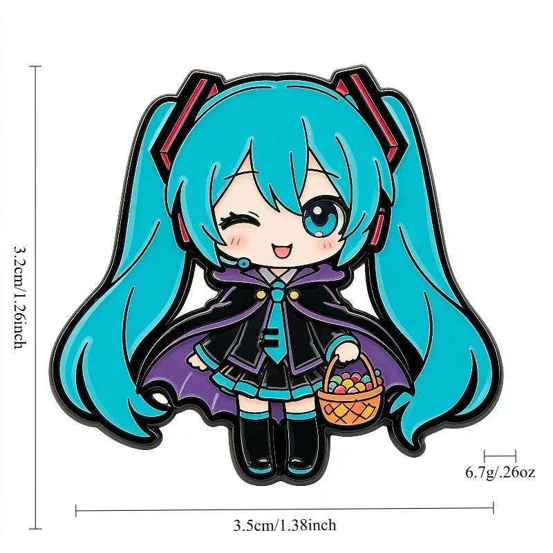 4-10Pcs Cute Blue‑haired Girl Miku Halloween Enamel Pins Ghost Witch Lapel Brooch Badge For Backpack Denim Jacket Decor Gift view 6