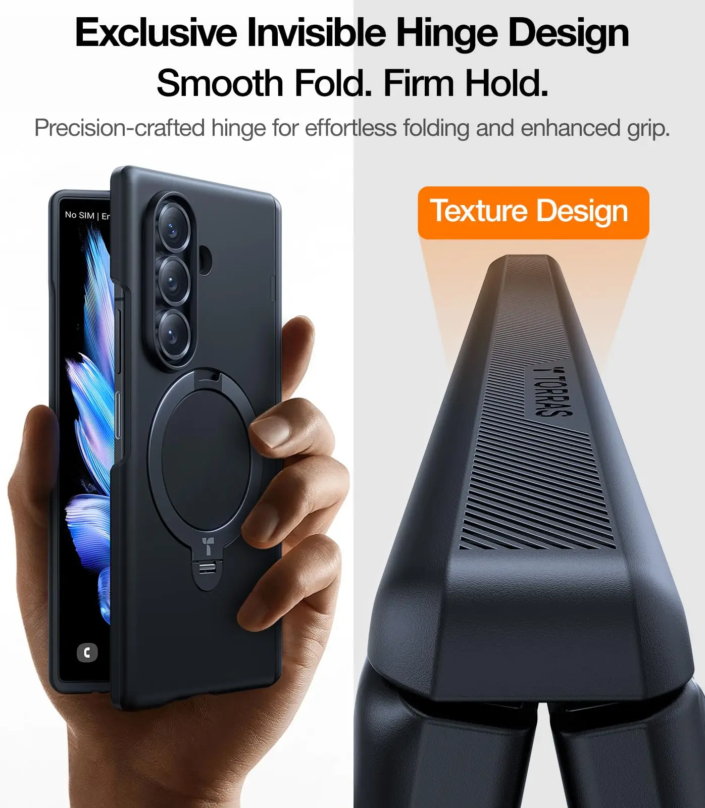 TORRAS 360° °   Drehbarer Magnetständer für die Galaxy Z Fold 7-Handyhülle, inklusive 2 Bildschirmfolien aus gehärtetem Glas