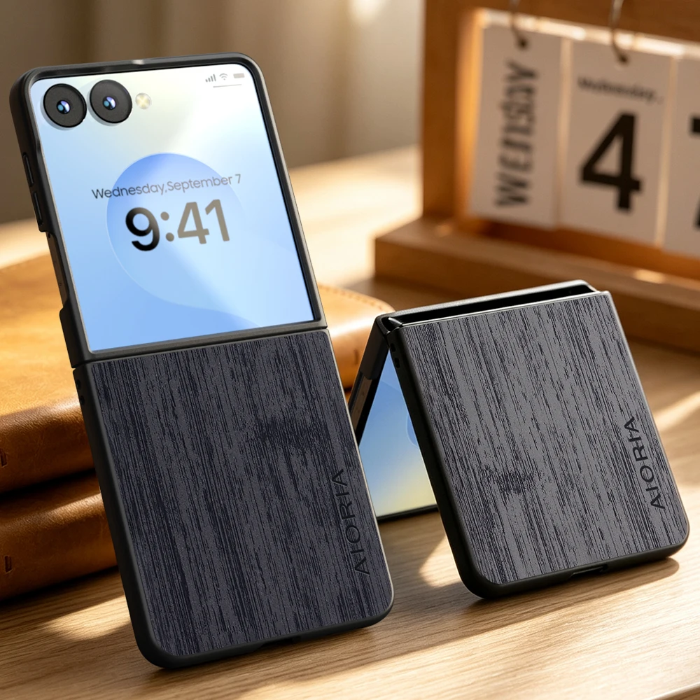 Hülle für Samsung Galaxy Z Flip 8 Funda Gerade Holzmaserung PU-Leder Handyhülle für Samsung Galaxy Z Flip 8 Case