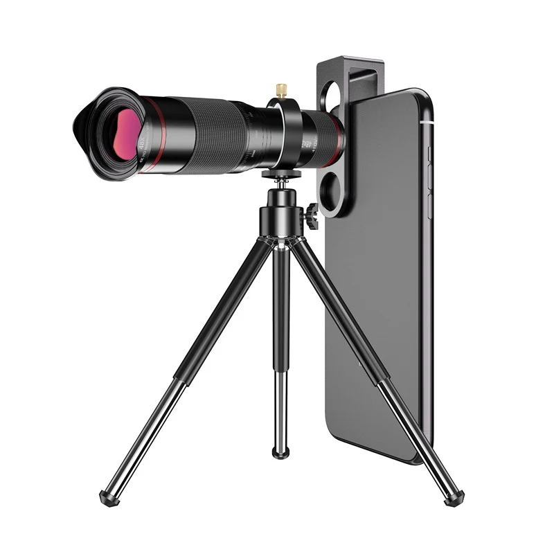 48X Monocular Telescope With Mobile Phone Metal Clip Double Focus Remote Photography Outdoor HD External Camera