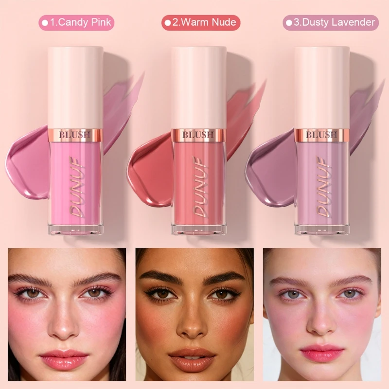 3pcs Matte Liquid Blush Set Cheek Tint Cheek High Pigmented Long Lasting Transfer-proof Multi-use Natural Flush Makeup Kit