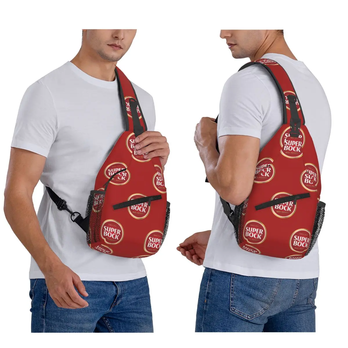 

Super Bock Chest Bag Men Sling Crossbody Backpack Chest Bag Traveling Hiking Daypack Shoulder Bag