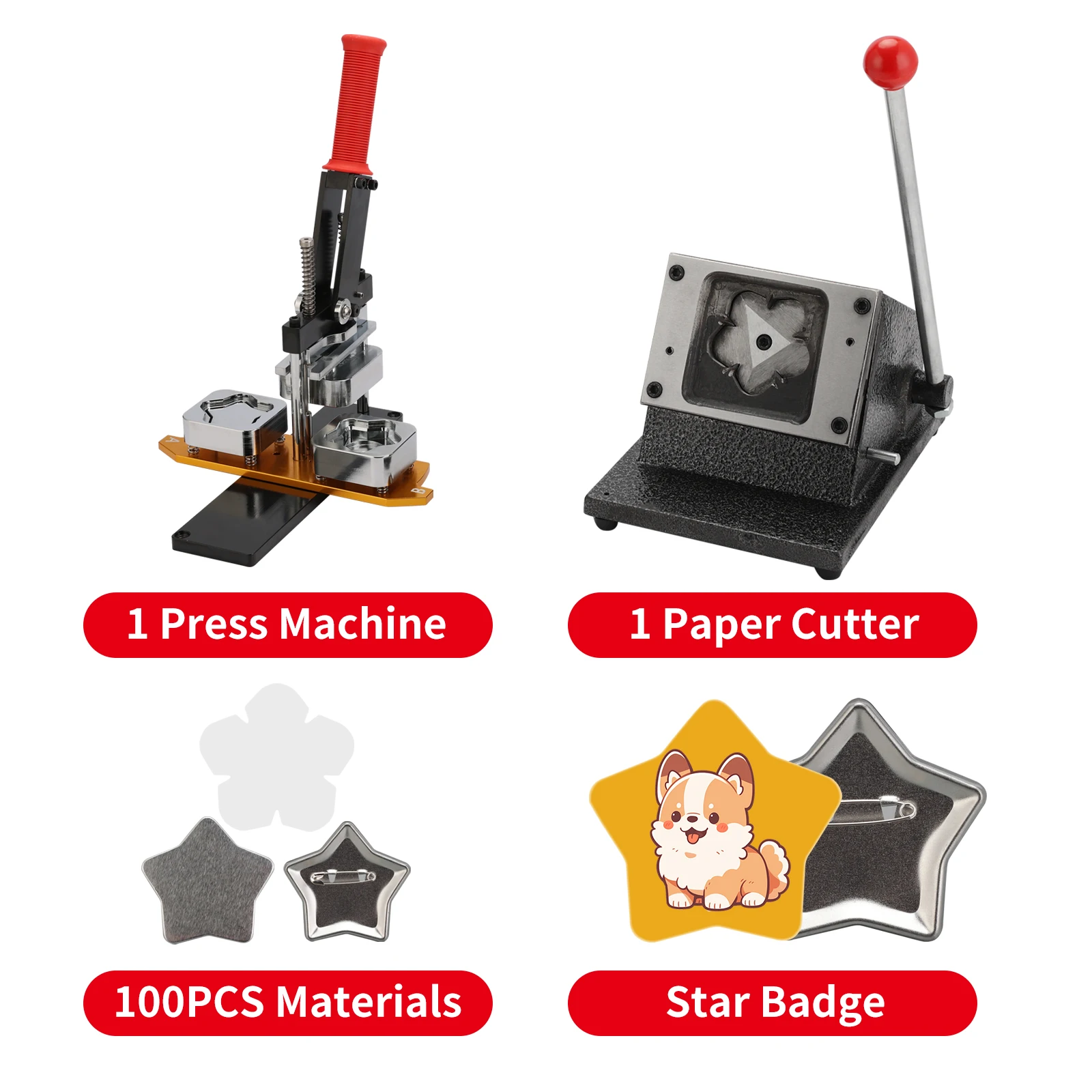 

2.16-Inch Five-Pointed Star Badge Making Machine & Button Making Machine Suitable for weddings, gatherings and commercial use