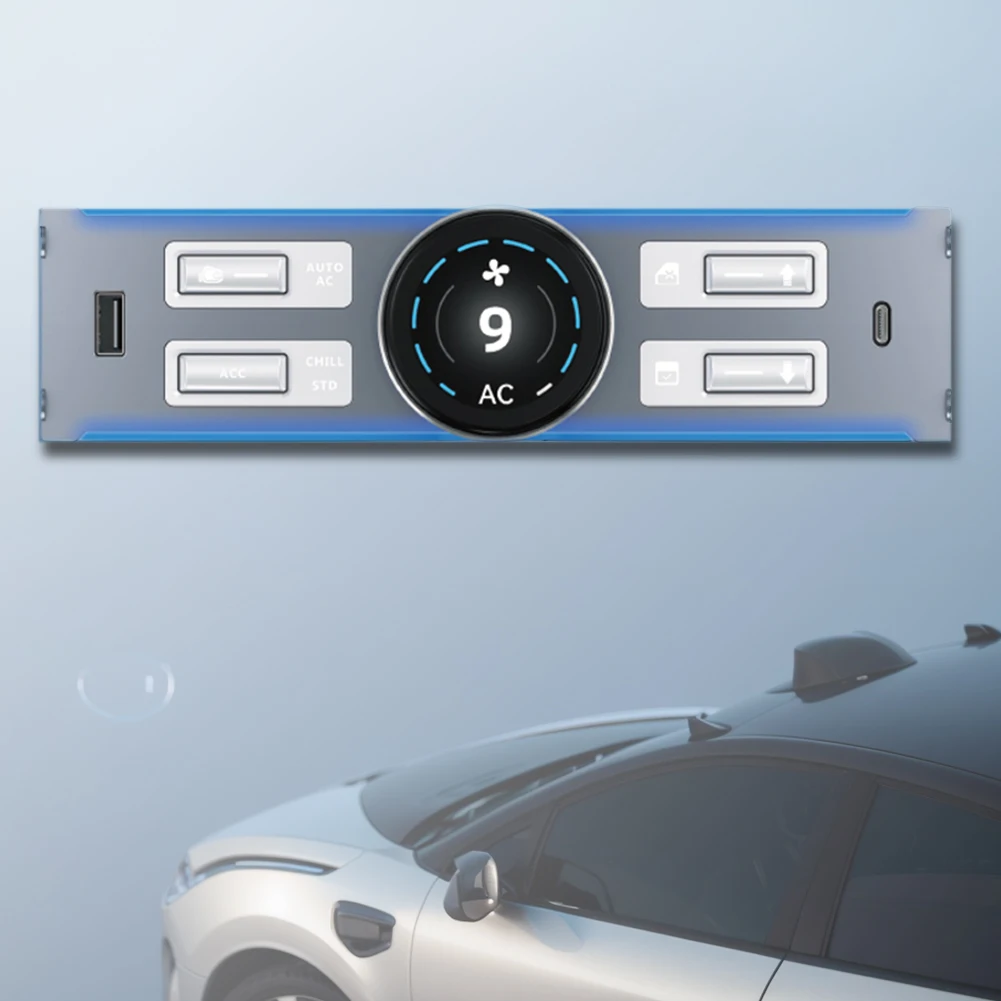 AC-Steuerung und Beifahrersitzsteuerung, USB- und Typ-C-Anschluss, intelligenter LCD-Knopf für Tesla Model Y Model 3, 2021–2024