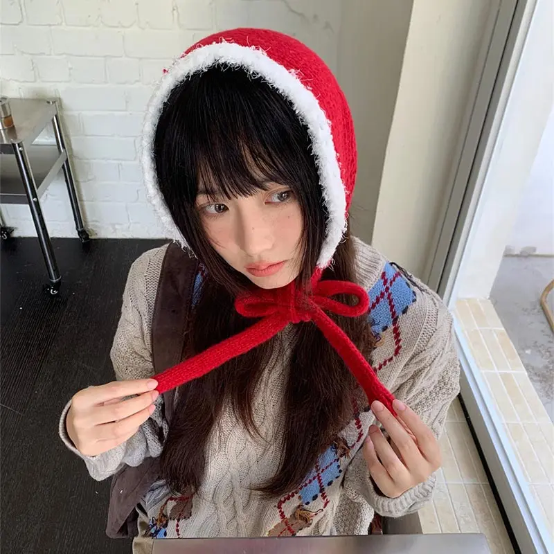 Penutup Telinga Rajutan Hangat Gaya Korea Musim Gugur/Dingin Wanita Tebal Lucu Penutup Telinga Bulu Halus Syal Aksesori Perjalanan Luar Ruangan