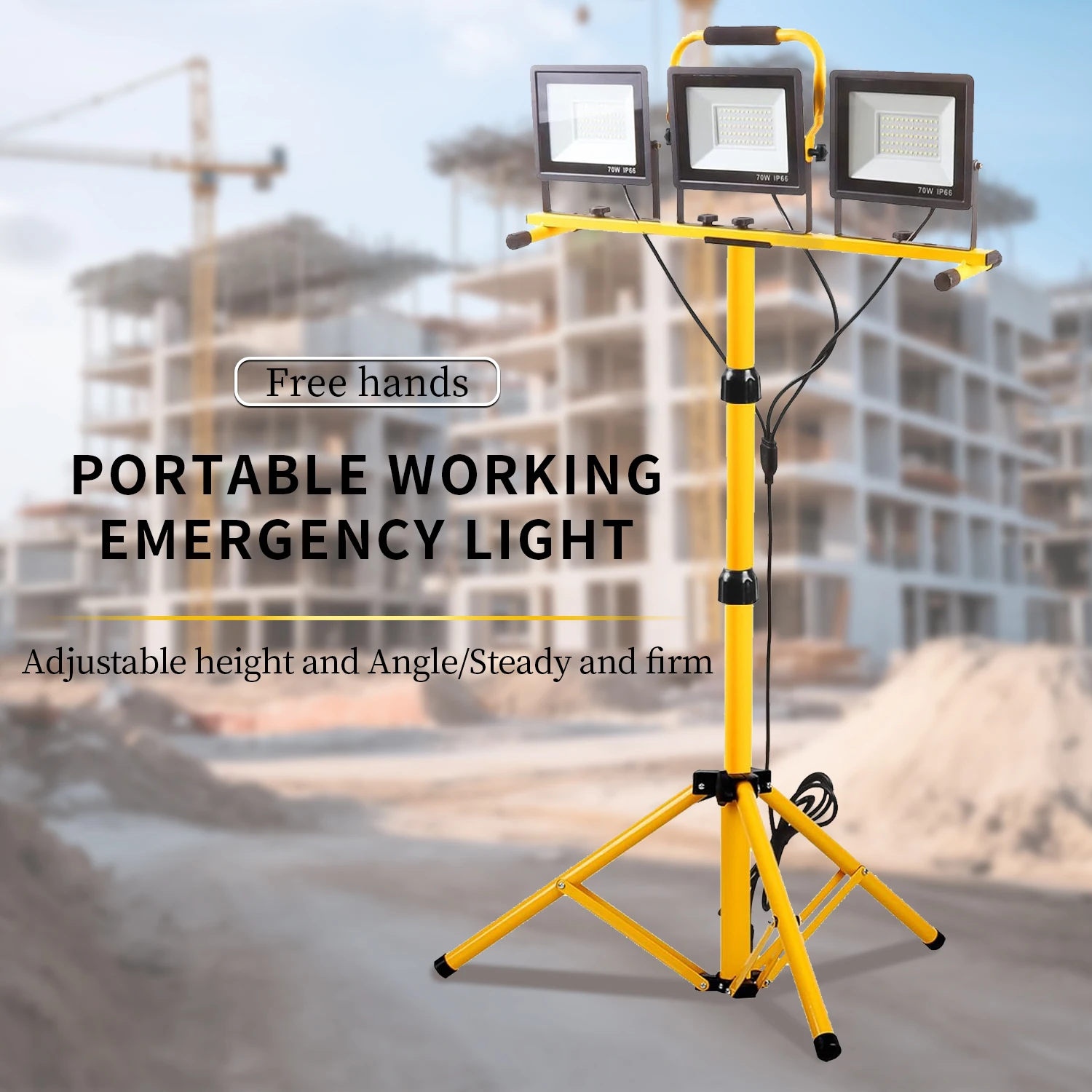 21000 Lumen Work Lights with Stand,3 Adjustable Head LED Work Light,Foldable Tripod Stand,flood light with Individual Switch