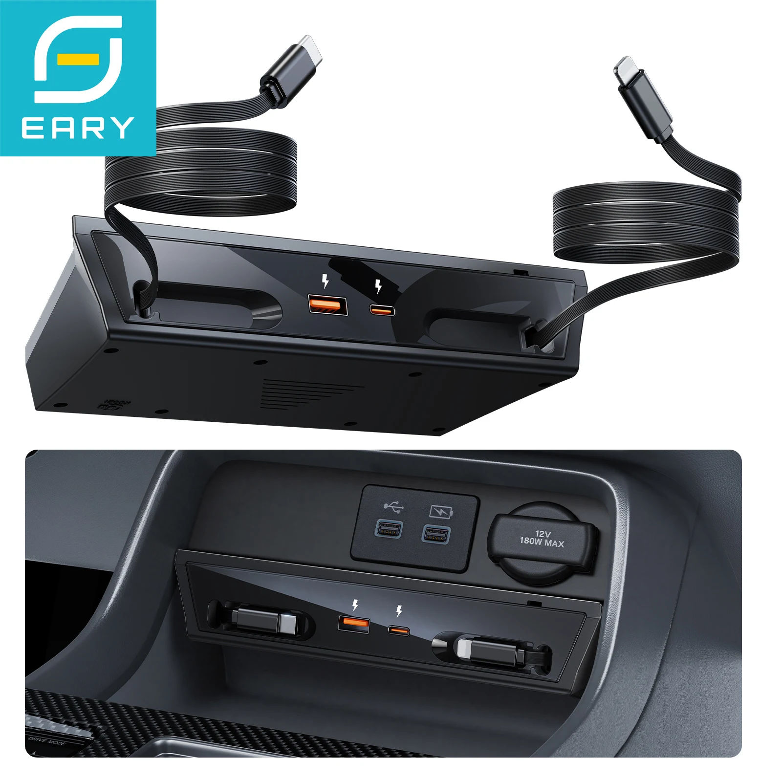 

Eary Car Charger Wireless Charger for Honda Civic 2025-2022 with USB/Type-C/Lightning Port 12V120W Fast Charging Docking Station