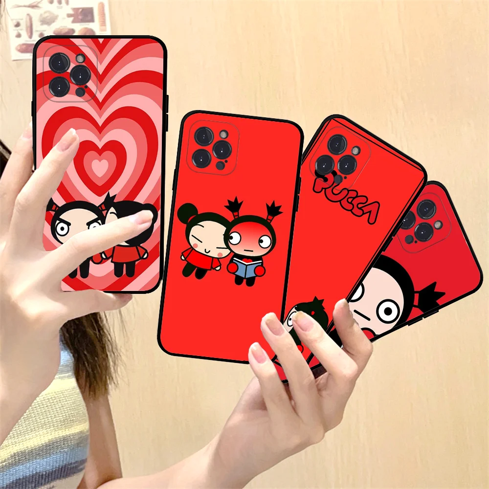 Cartoon P-Pucca G-Garu Phone Case For IPhone 16 15 8 7 6 6S Plus X SE XR XS 14 11 12 13 Mini Pro Max Mobile Case