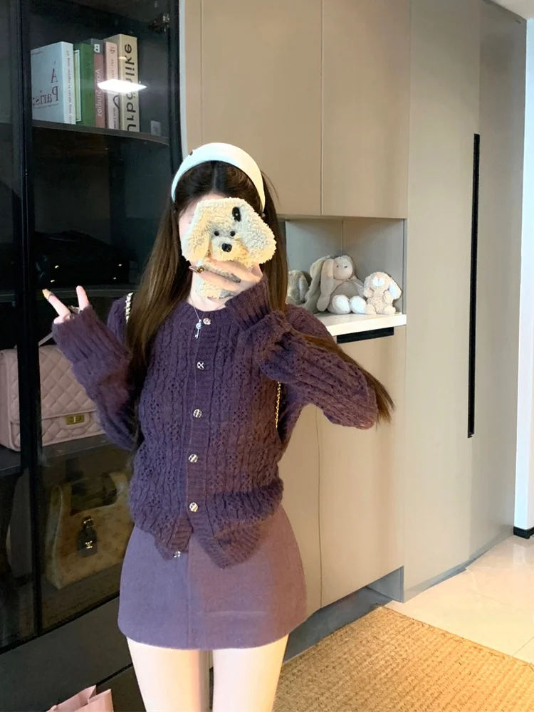 

Autumn 2025 Women's Long Sve round Ne Sweater Single Button Versatile Agel Korean Design High End Faion for Young A...