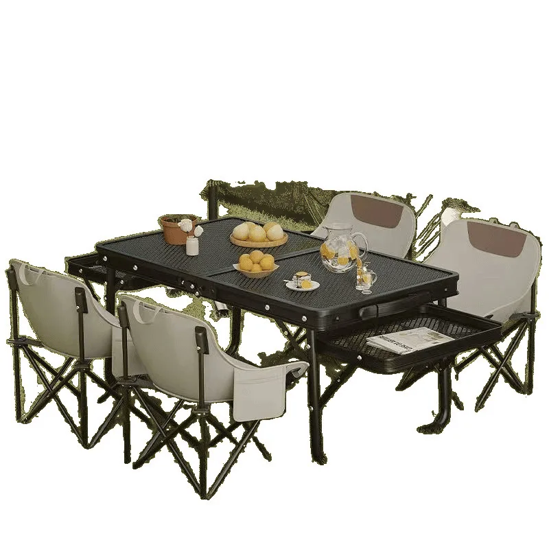 

Outdoor folding table Camping Multifunctional iron mesh barbecue Portable picnic