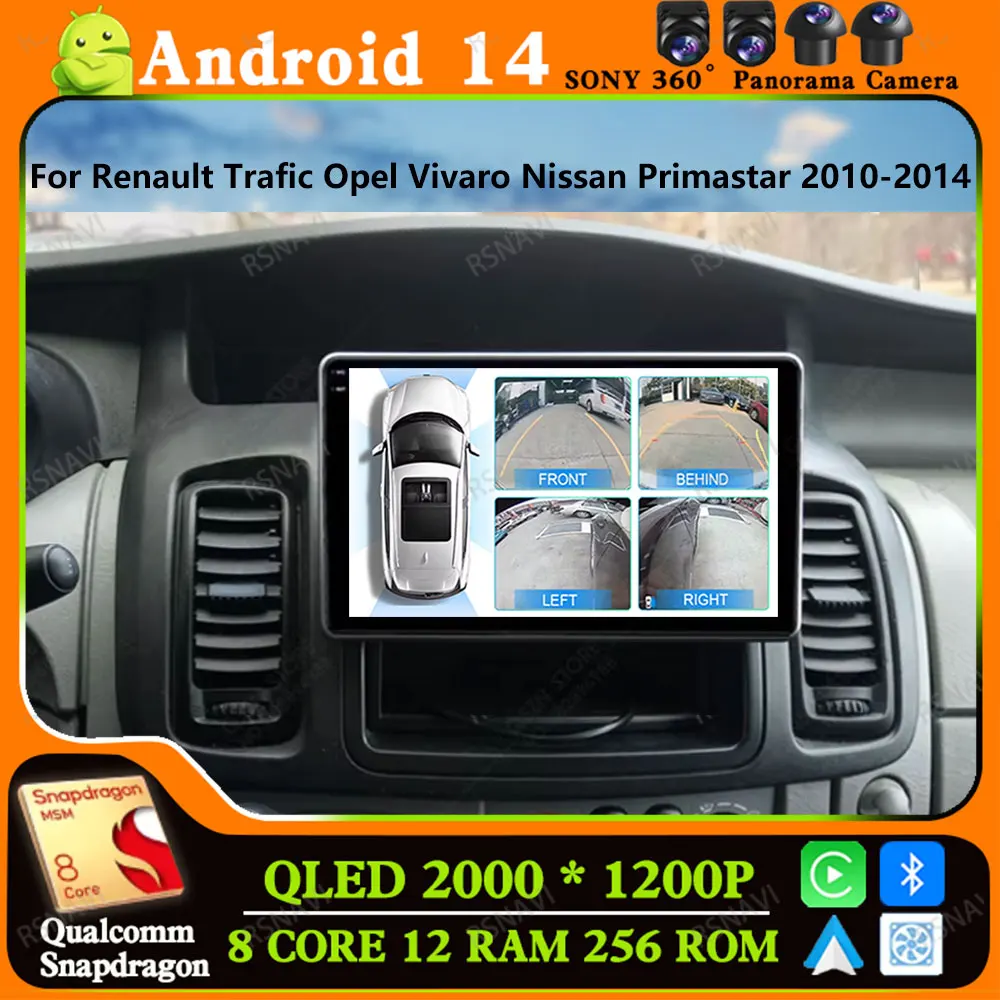 Andoird 14 Car Radio For Renault Trafic Opel Vivaro Nissan Primastar 2010-2014 BT Multimedia Stereo Navigation 4G LTE DSP DVD