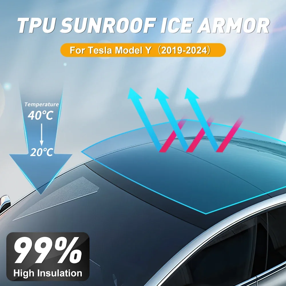 

Для Tesla Model Y 2020-2024: Защитная пленка из ТПУ для люка, предварительно вырезанная, теплоизоляционная, PPF, автомобильные аксессуары