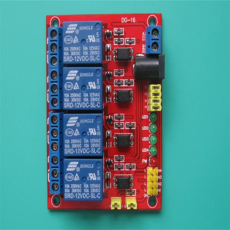 1pc 4-channel 12V Relay Module Opto-isolated PLC Control