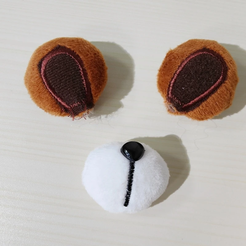 Y1UB-Pinza para con forma oreja/nariz oso peluche, accesorios para ropa y llavero, 1 Juego