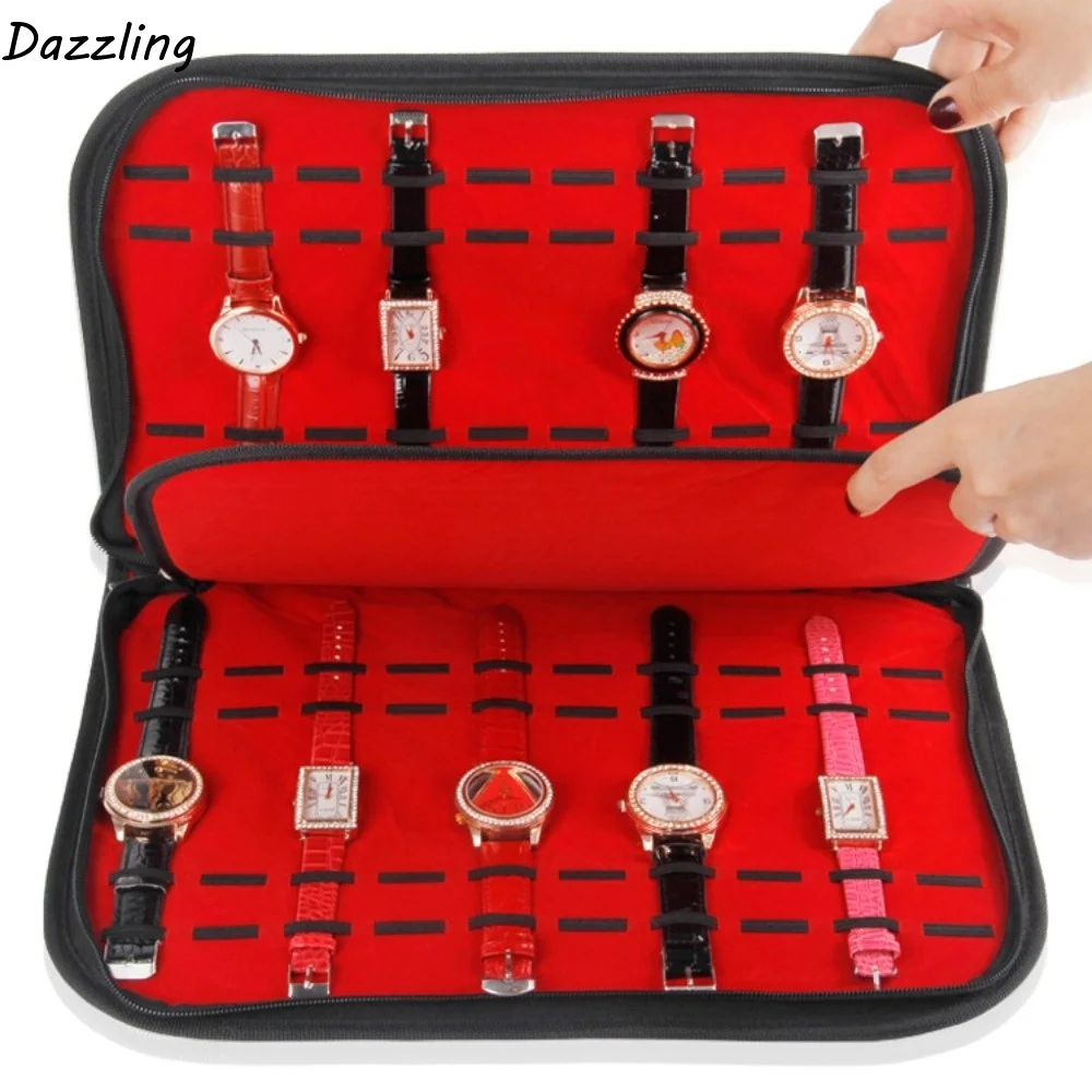 

Органайзер для ремешков для часов на 20 слотов, многофункциональный кожаный футляр для путешествий, демонстрационный кейс, фланелевая сумка для хранения часов