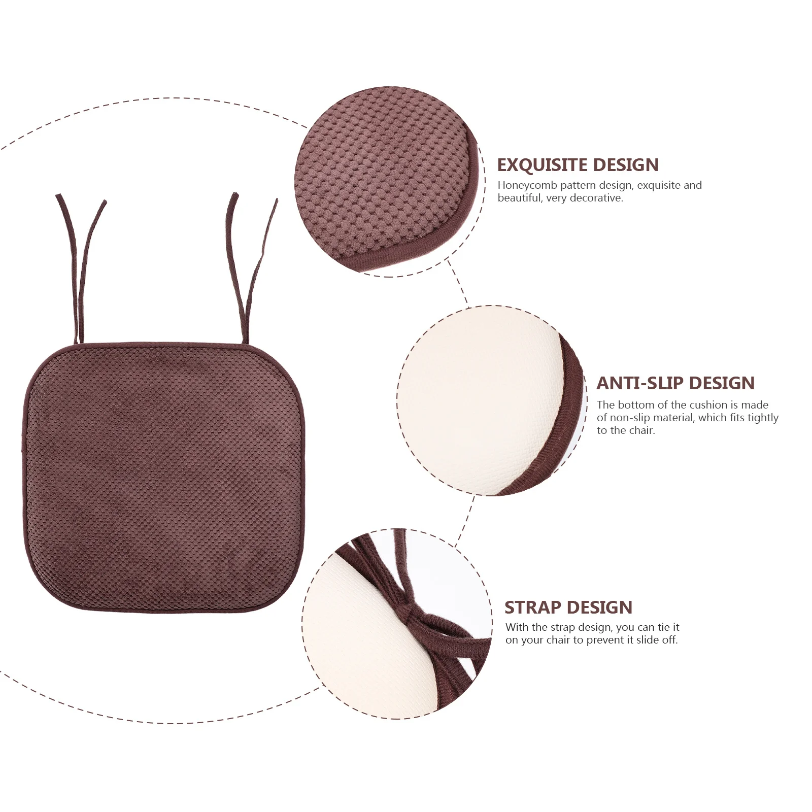 

Memory Foam Chair Cushion Strap Fix Design Comfortable Butt Seat Cushion Office Chair Pad Slow Rebound Polyester Material