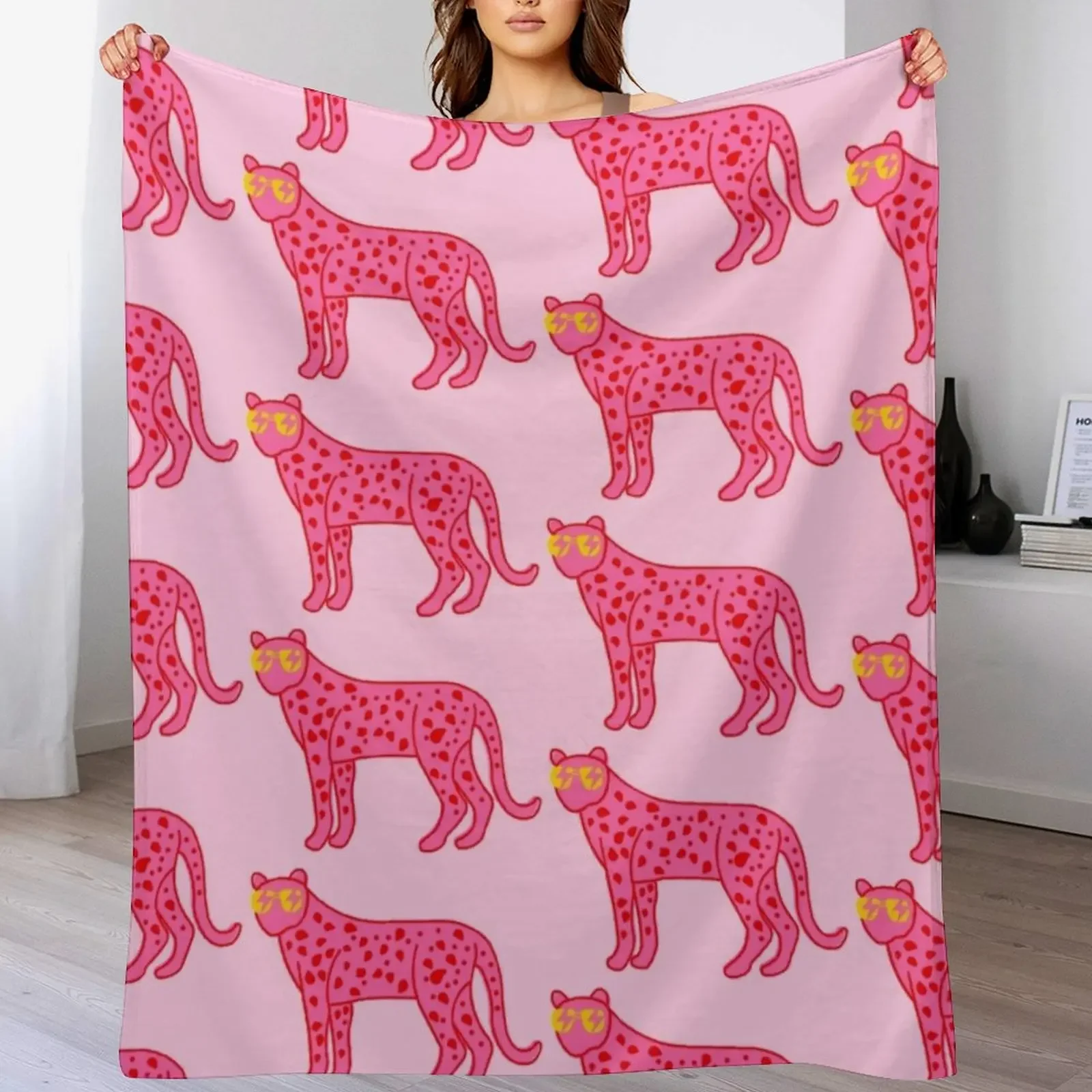 cheetah xoxo Throw Blanket Soft Beds Cute Plaid Sofa Flannel Fabric Blankets