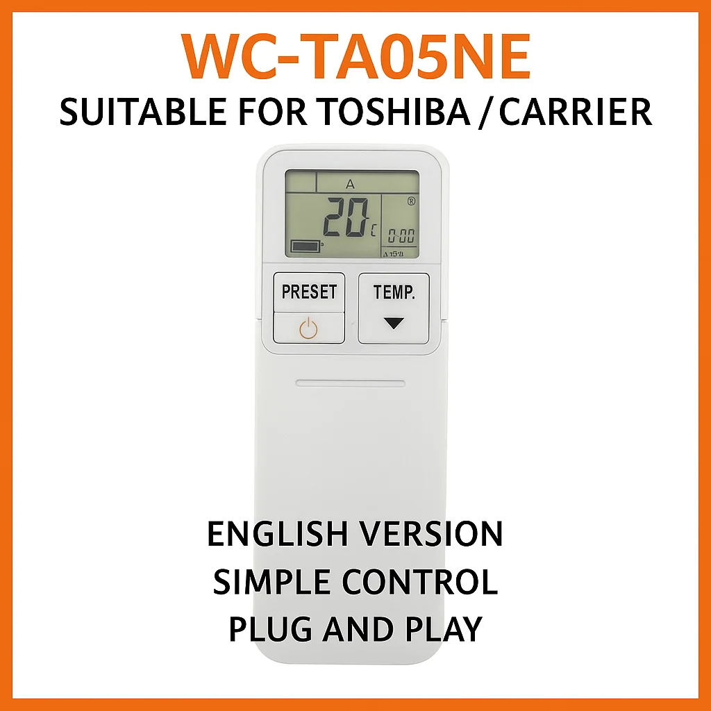 WC-TA05NE Remote Control for Toshiba Carrier Air Conditioner | English Version Replacement A/C Controller