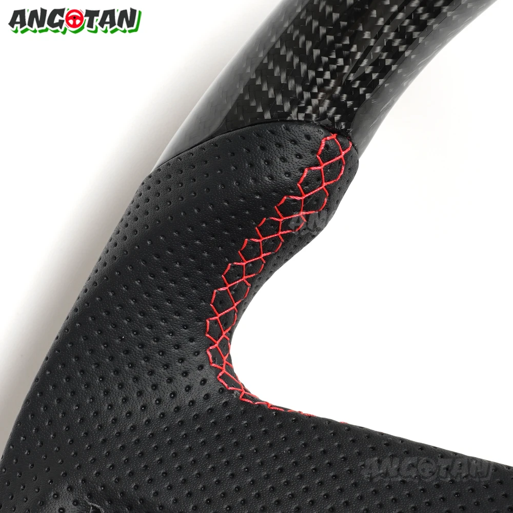 Volante de fibra de carbono para Chevrolet Camaro SS 2007-2011, volante LED, volante de carreras de cuero perforado