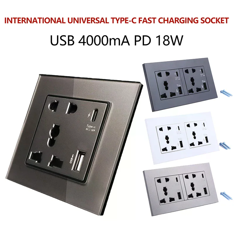 USB Outlet Type C Port Socket Power 4000MA Household Embedded Wall Modern Electrical Panel For Home Office